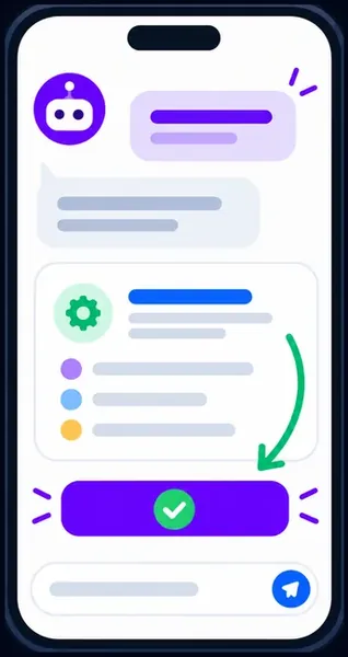 MaxIron Assist phone icon showing a chat proposal and a confirm control