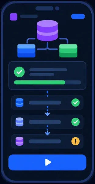 MaxIron Data Loader phone icon showing a load sequence with a blocked step ready to run