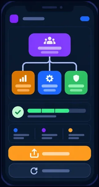 OrqForge phone icon showing an agent workflow with human review progress